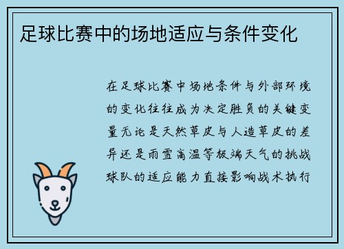 足球比赛中的场地适应与条件变化